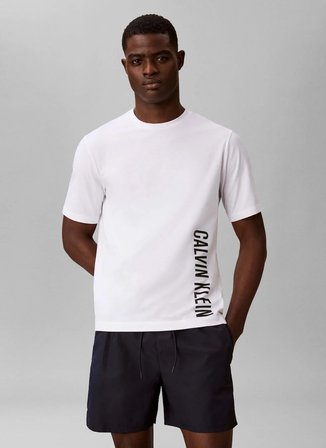 Calvin Klein Beyaz Erkek Normal Logo Baskılı T-Shirt LV00NM3019100