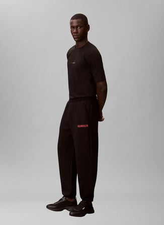 Calvin Klein Jeans Siyah Erkek Rahat Baskılı Sweatpant LVGMF5P7053IT Siyah Eşofman Altı