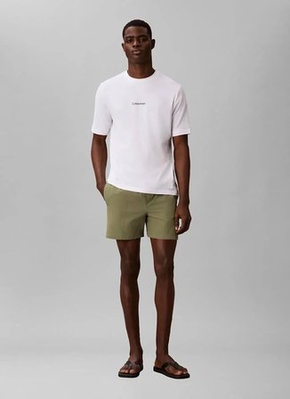 Calvin Klein Beyaz Erkek Normal Logo Baskılı T-Shirt LV00NM3021100
