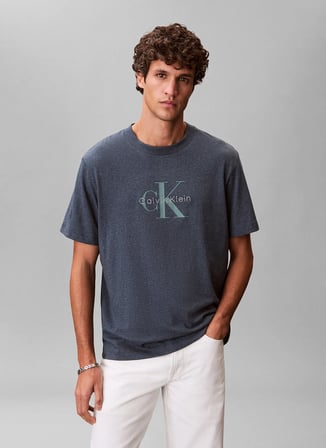 Calvin Klein Jeans Lacivert Erkek Standart Baskılı T-Shirt LV04RB862GR9F Lacivert T-Shirt