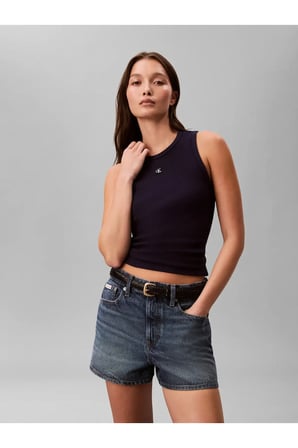 SL MONOGRAM PATCH WA Lacivert Kadın Kolsuz Tişört