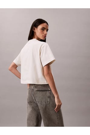Kadın SS Boxy Fit Grafik Detaylı Crop T-shirt