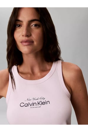 Kadın Rib Örgü Grafik Detaylı Tank Top