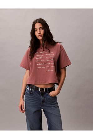 Kadın SS Boxy Fit Grafik Detaylı Crop T-shirt