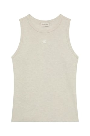 SL MONOGRAM PATCH WA Bej Kadın Kolsuz Tişört
