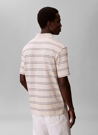 Calvin Klein Jeans Bej Erkek Standart Fit Çizgili Polo T-Shirt LV04RF274G2JX Bej Polo T-Shirt