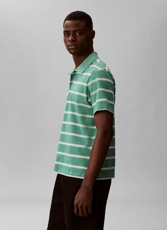 Calvin Klein Jeans Yeşil Erkek Standart Fit Çizgili Polo T-Shirt LV04RF274GVFL Yeşil Polo T-Shirt