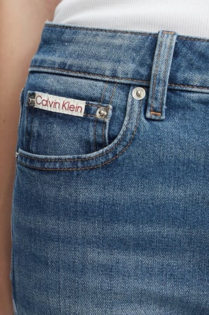 Calvin Klein Pamuklu Skinny Bootcut Fit Yüksek Bel Jeans LV047F666GQ0P Bayan KOT PANTOLON LV047F666G Q0P MAVİ