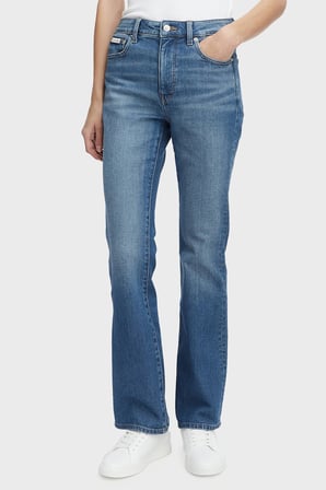 Calvin Klein Pamuklu Skinny Bootcut Fit Yüksek Bel Jeans LV047F666GQ0P Bayan KOT PANTOLON LV047F666G Q0P MAVİ
