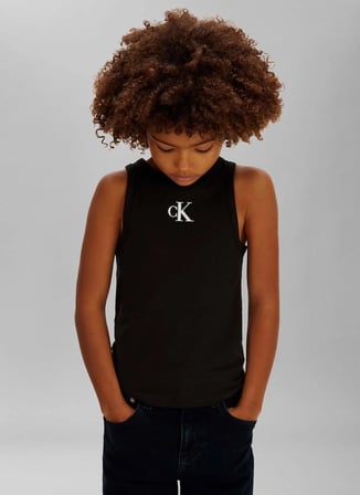 Calvin Klein Siyah Kız Çocuk Baskılı T-Shirt LVCKSJB10GBEH