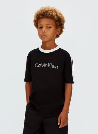 Calvin Klein Siyah Erkek Çocuk Baskılı T-Shirt LVCKSJA01BBEH