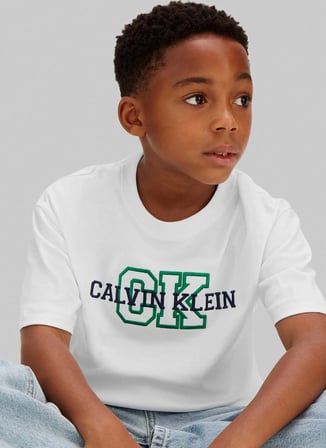 Calvin Klein Beyaz Erkek Çocuk Baskılı T-Shirt LVCKSJA11BYAF