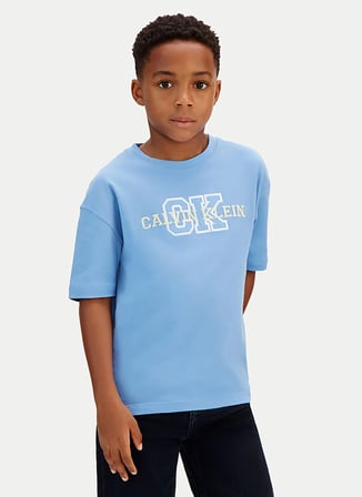 Calvin Klein Mavi Erkek Çocuk Baskılı T-Shirt LVCKSJA11BCIY