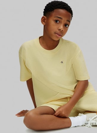 Calvin Klein Sarı Erkek Çocuk Nakışlı Şort Takım LVCKSJI19BZA0