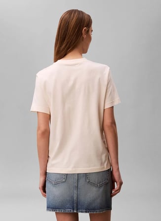 Calvin Klein Jeans Yuvarlak Yaka Krem Kadın T-Shirt HERO SS CLASSIC MONOLOGO CNECK T