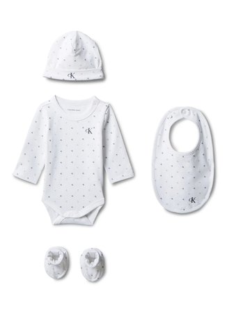 Calvin Klein Beyaz Unisex Bebek Desenli Hastane Çıkışı LVCKSJN02YYAF