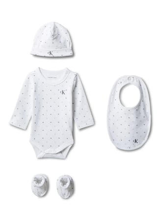 Calvin Klein Beyaz Unisex Bebek Desenli Hastane Çıkışı LVCKSJN02YYAF