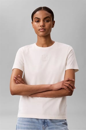 BEJ LOGOLU KADIN T-SHIRT