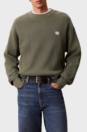 Calvin Klein Pamuklu Relaxed Fit Waffle Kazak LV04RD313GLDY Erkek KAZAK LV04RD313G LDY HAKİ