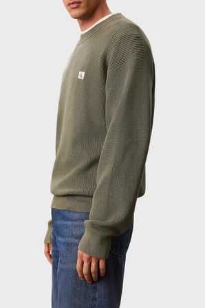 Calvin Klein Pamuklu Relaxed Fit Waffle Kazak LV04RD313GLDY Erkek KAZAK LV04RD313G LDY HAKİ