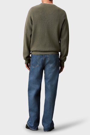 Calvin Klein Pamuklu Relaxed Fit Waffle Kazak LV04RD313GLDY Erkek KAZAK LV04RD313G LDY HAKİ