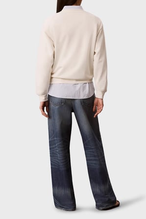 Calvin Klein % 100 Pamuk Logolu Regular Fit Bisiklet Yaka Sweat LV047G820GYAS Bayan SWEAT LV047G820G YAS KREM