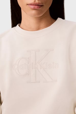 Calvin Klein % 100 Pamuk Logolu Regular Fit Bisiklet Yaka Sweat LV047G820GYAS Bayan SWEAT LV047G820G YAS KREM