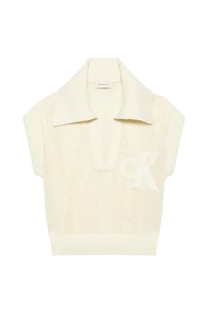 CROCHET CROPPED VEST, YAS Krem Kadın Polo Yelek