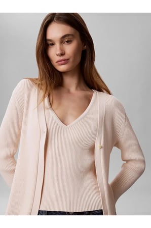 LS CARDI W TANK RIB, 3QX Kadın Pembe Kazak
