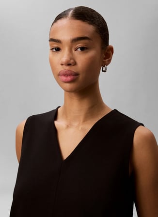 Calvin Klein Siyah Kadın V Yaka Elbise LV044G205GUB1