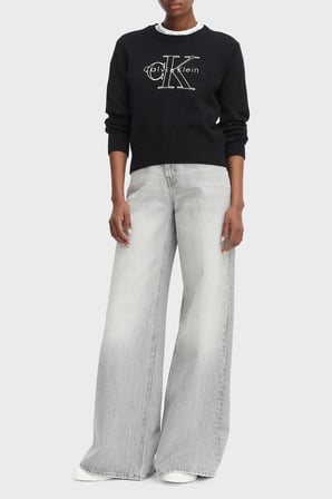 Calvin Klein % 100 Pamuk Logo Monogramlı Sweat LV047G322GUB1 Bayan SWEAT LV047G322G UB1 SİYAH