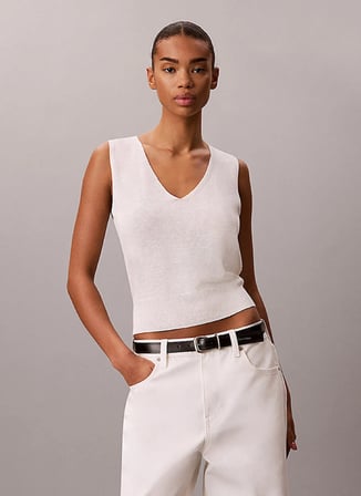 Calvin Klein Ekru Kadın Kolsuz Kazak LV044G307GYAS