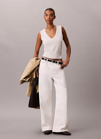 Calvin Klein Ekru Kadın Kolsuz Kazak LV044G307GYAS