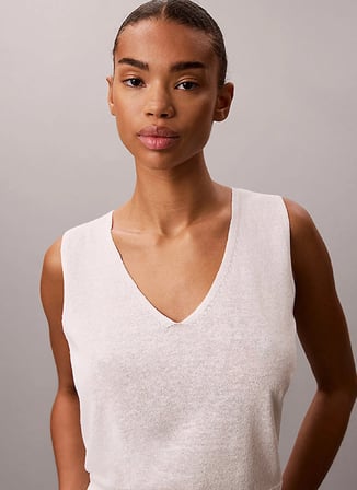 Calvin Klein Ekru Kadın Kolsuz Kazak LV044G307GYAS