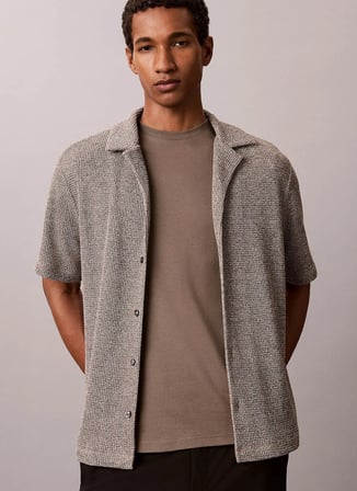 Calvin Klein Kahverengi Erkek Bisiklet Yaka T-Shirt LV04LB275GPAY_SS SUPIMA CHEST EMB