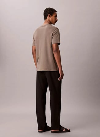 Calvin Klein Kahverengi Erkek Bisiklet Yaka T-Shirt LV04LB275GPAY_SS SUPIMA CHEST EMB