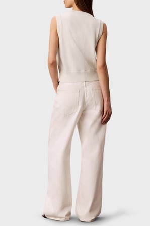 Calvin Klein % 100 Pamuk Dokulu Logo Monogramlı Süveter LV047G321GYAS Bayan SÜVETER LV047G321G YAS KREM