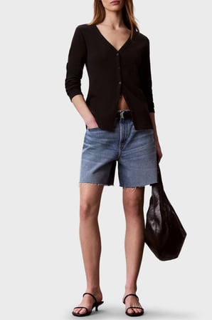 Calvin Klein Logolu V Yaka Düğmeli Hırka LV047G207GUB1 Kadın HIRKA LV047G207G UB1 SİYAH