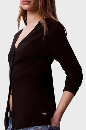 Calvin Klein Logolu V Yaka Düğmeli Hırka LV047G207GUB1 Kadın HIRKA LV047G207G UB1 SİYAH