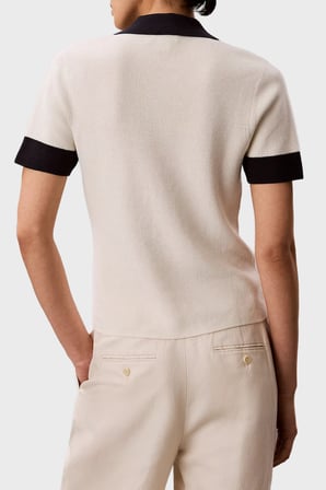 Calvin Klein Logolu % 100 Pamuk Regular Fit Polo LV047G308GYAS Bayan POLO LV047G308G YAS KREM