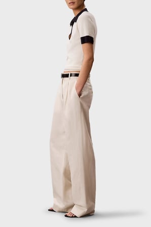 Calvin Klein Logolu % 100 Pamuk Regular Fit Polo LV047G308GYAS Bayan POLO LV047G308G YAS KREM