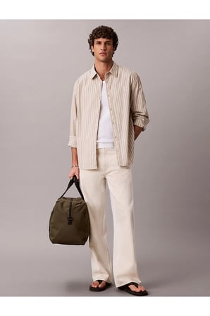 Erkek Stripe Washed Poplin Relaxed Fit Gömlek