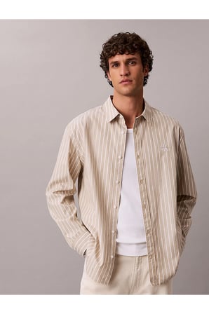 Erkek Stripe Washed Poplin Relaxed Fit Gömlek