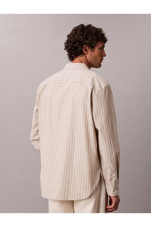 Erkek Stripe Washed Poplin Relaxed Fit Gömlek