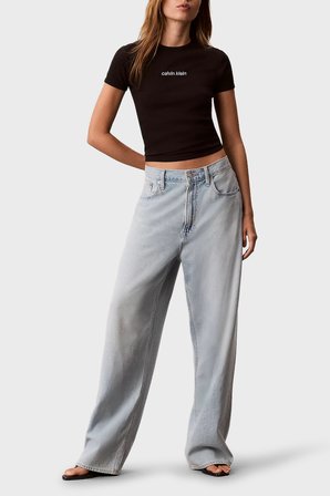 Calvin Klein Pamuklu Logolu Slim Fit Bisiklet Yaka T Shirt LV047G816GUB1 Bayan T SHİRT LV047G816G UB1 SİYAH