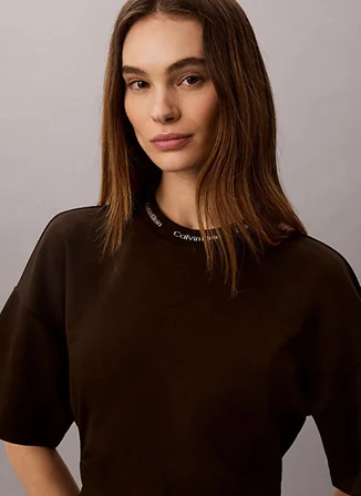 Calvin Klein Jeans Kahverengi Kadın Bisiklet Yaka Elbise LV047G251GTO2