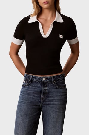 Calvin Klein Logolu % 100 Pamuk Regular Fit Polo LV047G308GUB1 Bayan POLO LV047G308G UB1 SİYAH