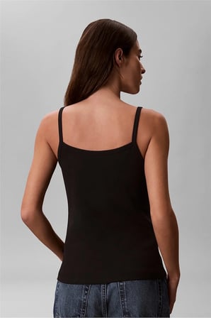 Sl 2X2 Baby Rib Strap Tank Kadın Kolsuz T-Shirt Siyah