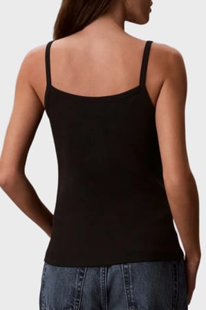 Calvin Klein Pamuklu Regular Fit Logolu Kare Yaka İp Askılı Top LV047G208GUB1 Bayan TOP LV047G208G UB1 SİYAH