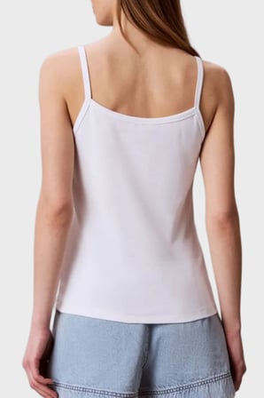 Calvin Klein Pamuklu Regular Fit Logolu Kare Yaka İp Askılı Top LV047G208GYAF Bayan TOP LV047G208G YAF BEYAZ